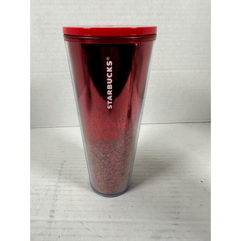 Starbucks Red Shimmer Tumbler Cup 24 fl oz Venti Cold Beverage‎ Drinkware
